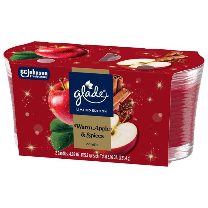 Glade® Vela en frasco, Manzana Cálida y Especias, 115 g, paquete de 2