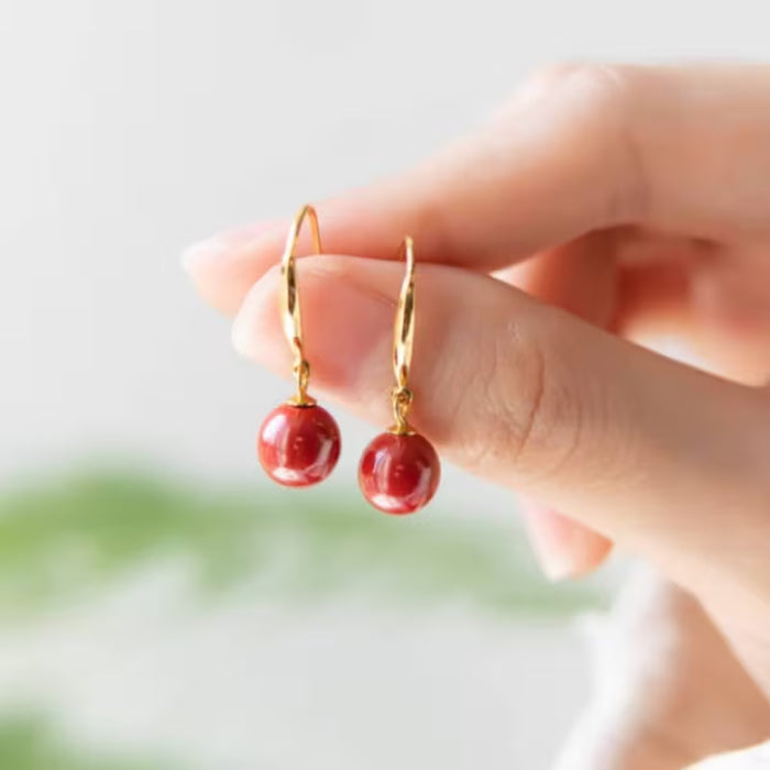 Aretes de cuentas de piedra natural hechas a mano para mujer
