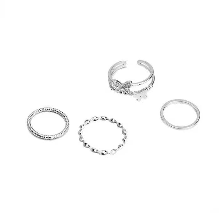 Juego de Anillos Ajustables de Mariposa con Círculo Abierto para Mujer