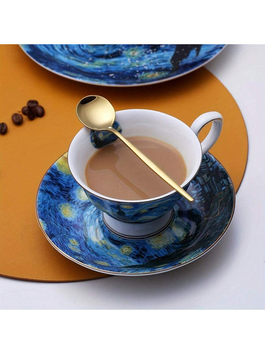 SHEIN Juego de 6 cucharillas de café/té doradas, aptas para lavavajillas