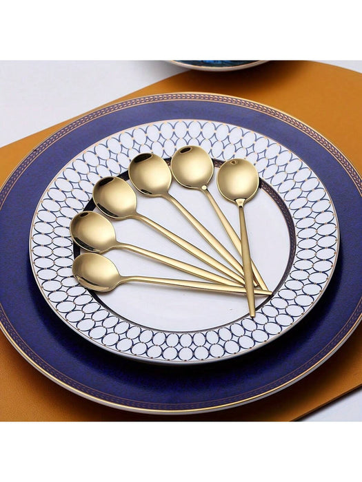 SHEIN Juego de 6 cucharillas de café/té doradas, aptas para lavavajillas