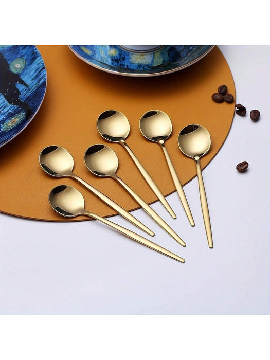SHEIN Juego de 6 cucharillas de café/té doradas, aptas para lavavajillas