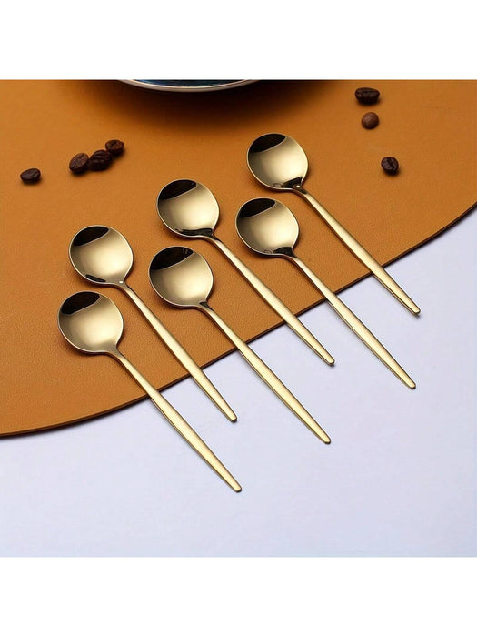 SHEIN Juego de 6 cucharillas de café/té doradas, aptas para lavavajillas