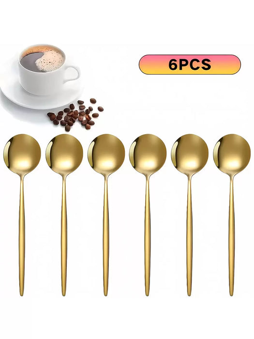 SHEIN Juego de 6 cucharillas de café/té doradas, aptas para lavavajillas