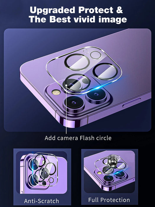 6pcs 3 protectores de pantalla de vidrio templado+3 protectores de lente de cámara para con iPhone 14 Plus
