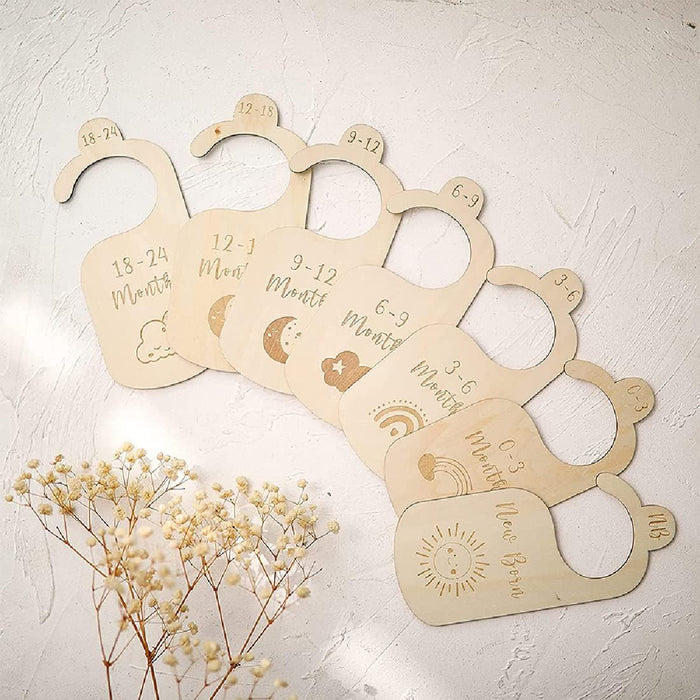 7 Pcs Separadores De Madera Para Armario De Bebé, Desde Recién Nacidos Hasta 24 Meses - Quierox - Tienda Online