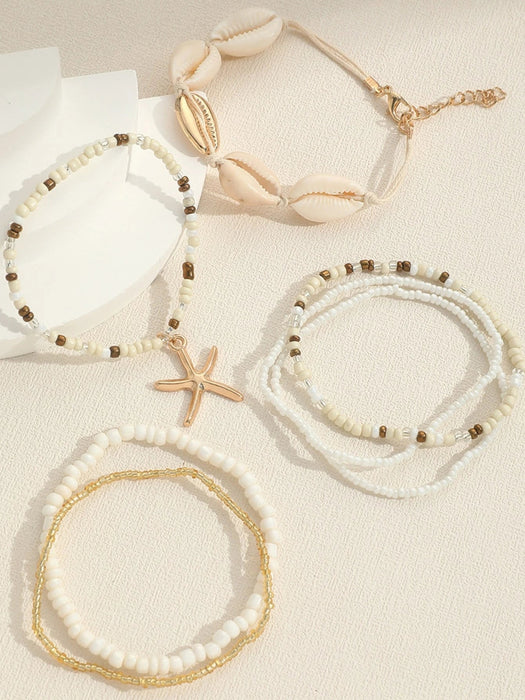 7 pulseras de cuentas con colgantes de concha, cuentas y estrellas de mar para mujer - Quierox - Tienda Online