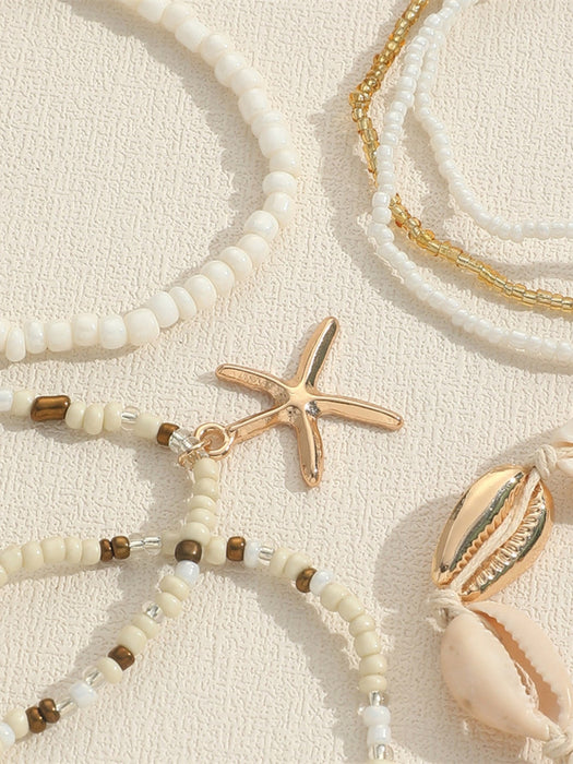 7 pulseras de cuentas con colgantes de concha, cuentas y estrellas de mar para mujer - Quierox - Tienda Online