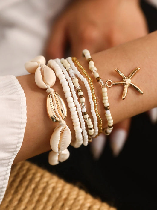 7 pulseras de cuentas con colgantes de concha, cuentas y estrellas de mar para mujer - Quierox - Tienda Online