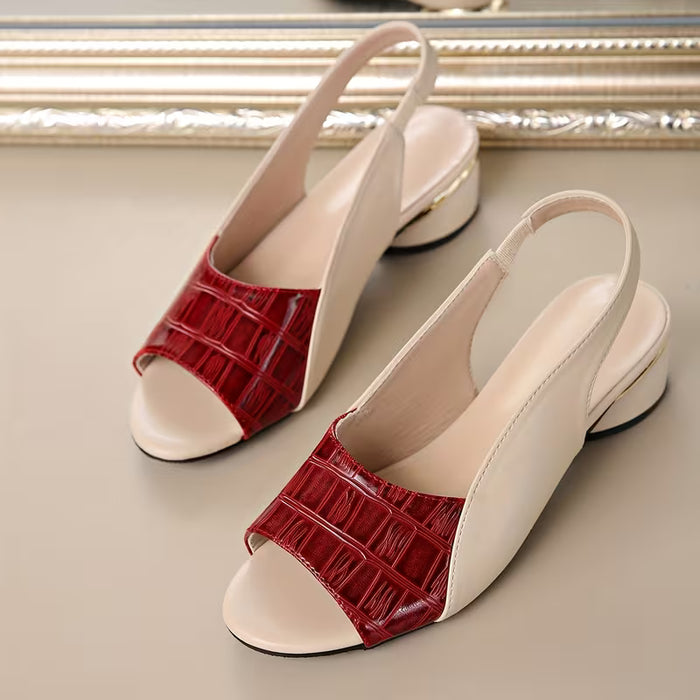 Elegantes Zapatillas de Tacón Medio con Boca de Pez para Mujer
