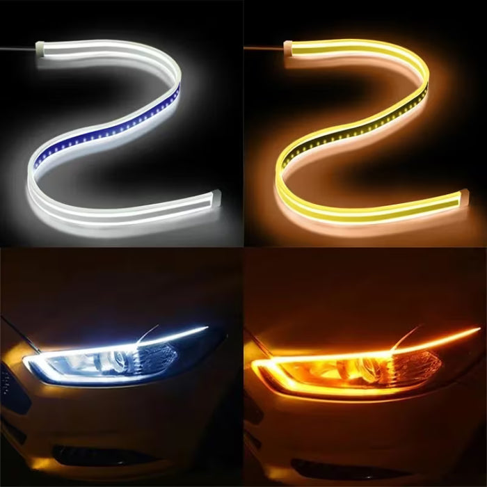 2pcs Barra de Luz LED Ultrafina de 60cm, 7.5W 6000K Amarillo + Blanco