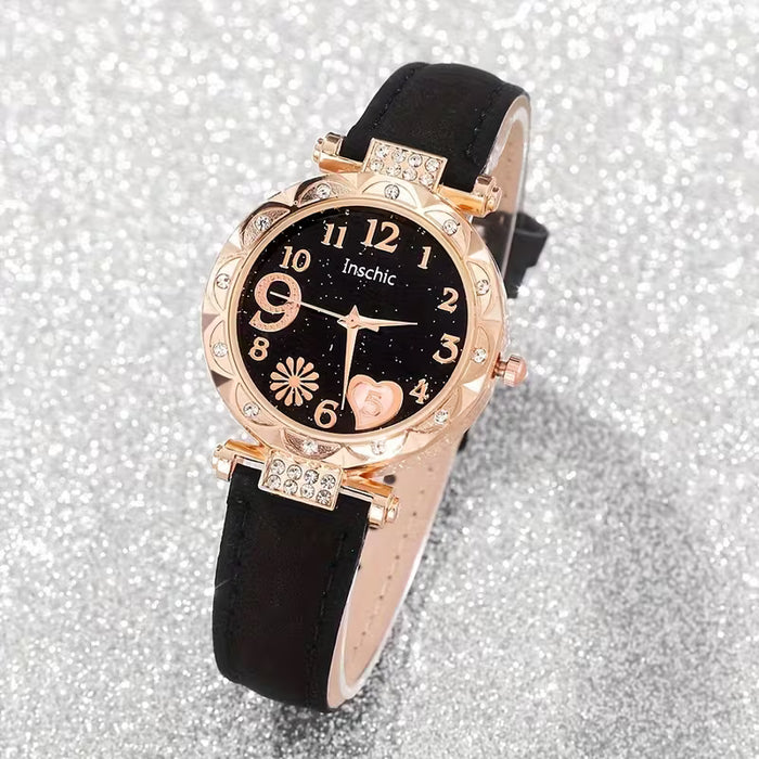 Reloj de pulsera de cuarzo para mujer | Elegante reloj analógico redondo