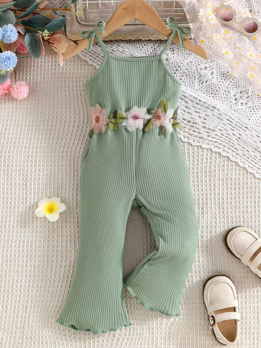 SHEIN Mono de verano para bebés niñas, diseño de rayas verdes con camiseta