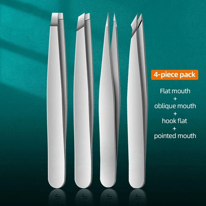 Juego de 4 pinzas de precisión, utilizadas para la depilación de cejas y vello facial