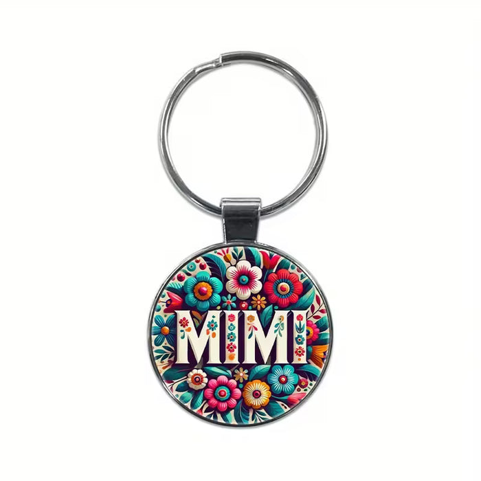1 pieza de llavero con estampado floral y letras "MIMI"