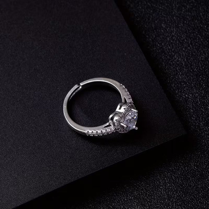 Anillo de boda elegante con forma de corazón, Tamaño de dedo ajustable