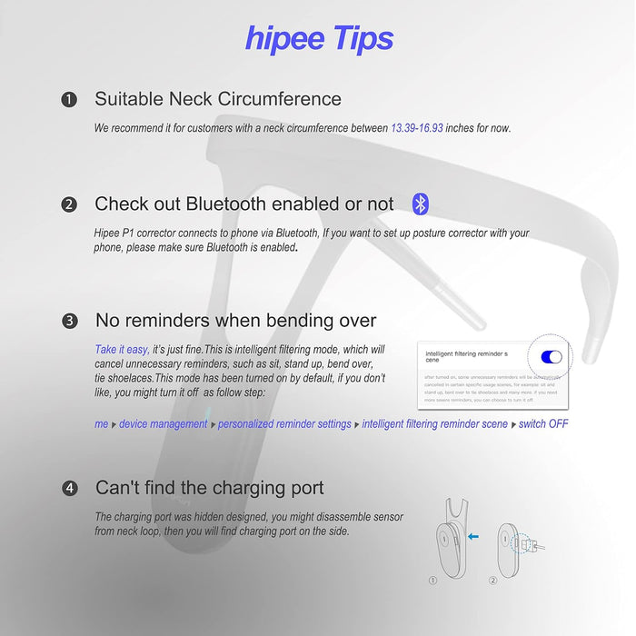 Entrenador y corrector de postura inteligente hipee P1