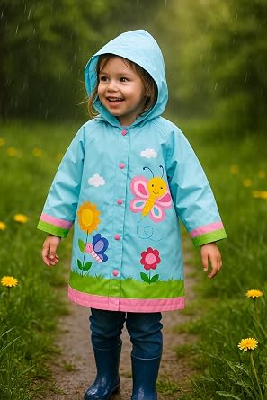 Puddle Play Chaqueta impermeable con capucha para niños, ligera en diseños divertidos