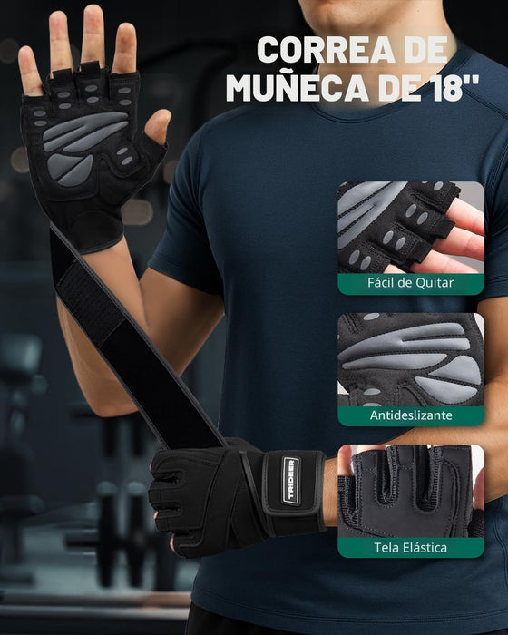 Trideer Guantes para hombres, para levantamiento de pesas con soporte para muñeca