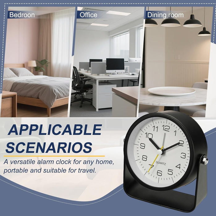 Reloj despertador, de escritorio analógico pequeño de 3,4" con ángulo ajustable