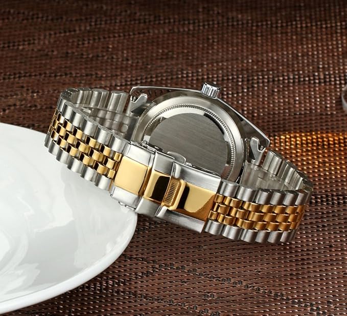 Reloj de cuarzo para hombre, con calendario y diamantes de imitación