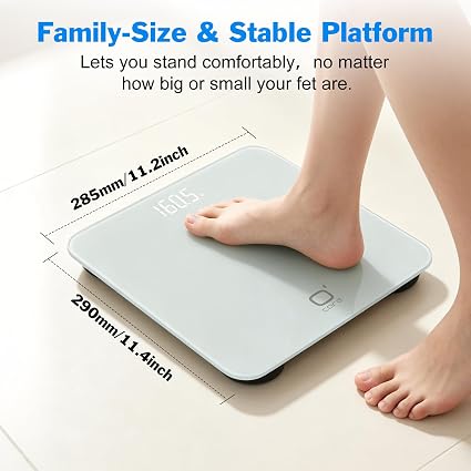 Balanza digital de baño O'CARE para medir el peso corporal - LED de alta precisión, blanca