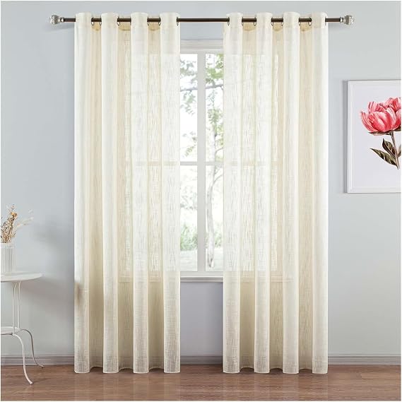 Par de Cortinas transparentes, visillos, cortinas de voile semitransparentes con ojales 52*63