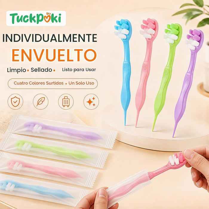 Mini cepillos de dientes desechables de viaje con pasta de dientes