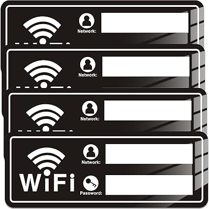 4 letreros acrílicos para wifi para huéspedes, 20 x 7,5 cm (8" x 3")