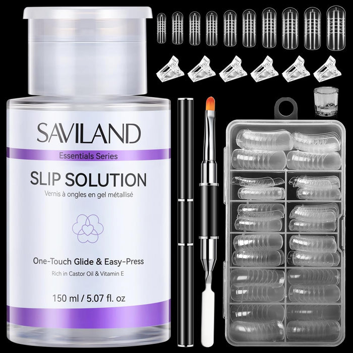 SAVILAND kit de uñas todo en 1 con cepillo de uñas de doble extremo
