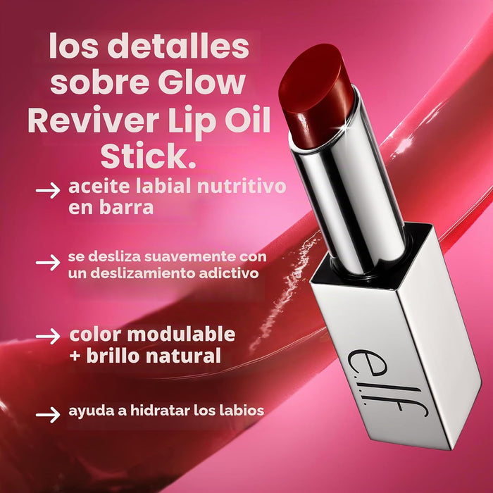 E.L.F. Barra de aceite labial Glow Reviver, tono Vine & Shine