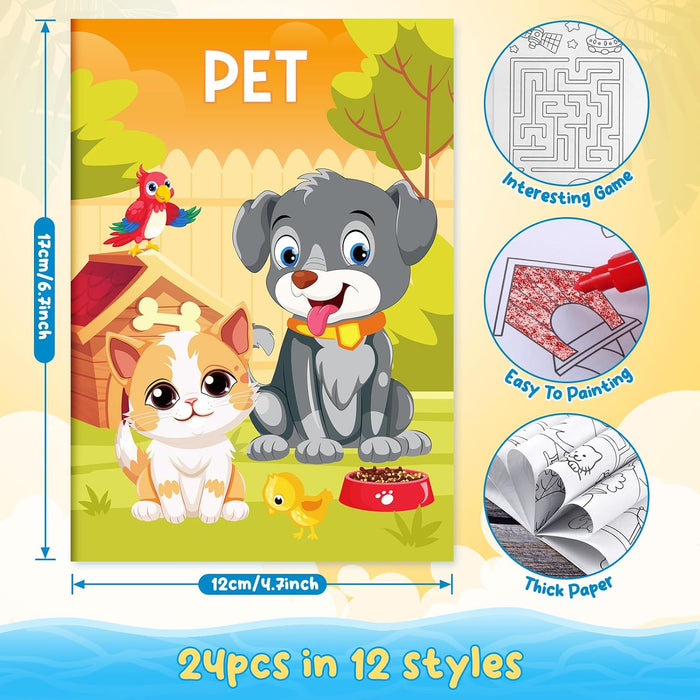BenLouis 24 Mini Libros para Colorear Recuerdos de Fiesta a Granel para Niños de 4-8