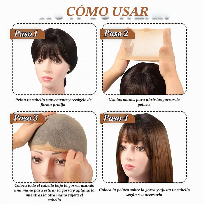 100 gorros para peluca de nailon elástico