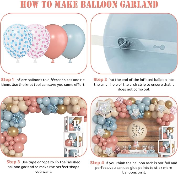 Amandir Kit de 164pcs de globos para revelación de género con letras decorativas