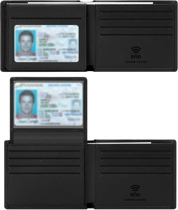 Travelambo Cartera de cuero genuino para hombre con caja de regalo