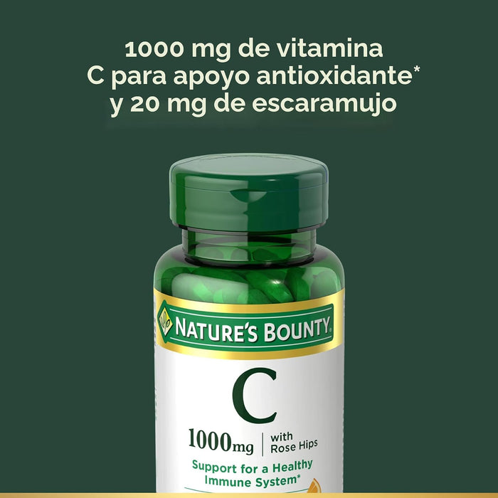 Nature’s Bounty Vitamina C + Escaramujos, Apoyo Inmunológico, 1000mg, 100 Unidades
