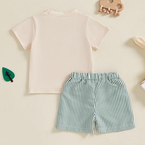Conjunto de ropa de verano para bebé niño: camiseta de manga corta bordada + pantalones