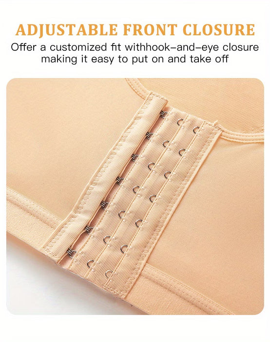 Juego de 3 sujetadores con diseño de botones frontales para mujeres, ideal para mastectomía