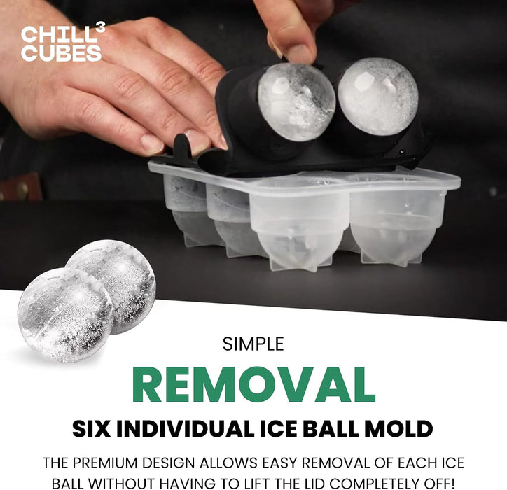 Bandejas redondas grandes para cubitos de hielo, juego de 2, moldes de silicona