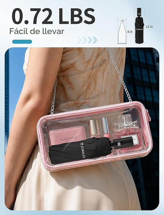 Jorilis Paraguas compacto para viajes, paraguas automático para protección contra la lluvia y el sol