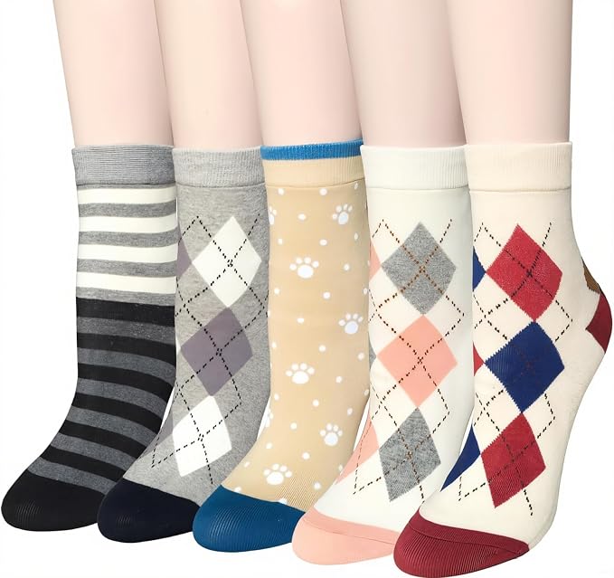 Chalier Calcetines Divertidos para Mujer Cómodos Lindos Estampados con Patrones Divertidos