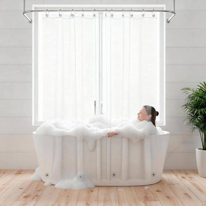 ZENO Cortina de ducha 3G transparente, impermeable, inoxidable, con ojales, 180 x 180 cm
