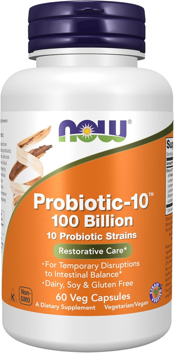 NOW Foods Suplementos, Probiótico-10™, 100 mil millones, 60 cápsulas vegetarianas