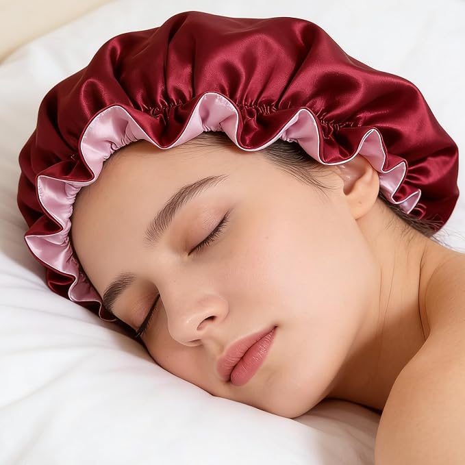 Gorro de satén suave al tacto para mujer, grande para el cuidado del cabello