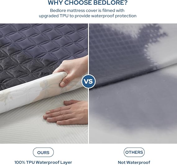 BEDLORE Protector de colchón impermeable , tamaño individual, con bolsillo profundo