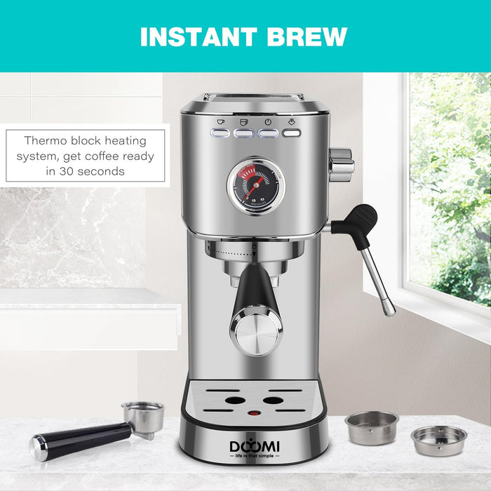 Máquina de café espresso profesional de 20 barras con espumador de leche y varita de vapor