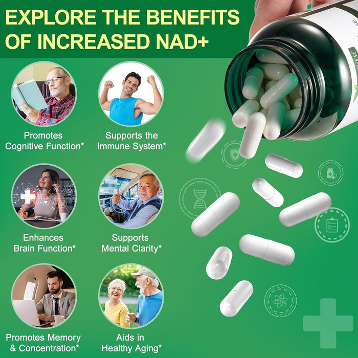 TKTALKER Suplemento NAD 2000 mg - 120 cápsulas. NAD y resveratrol auténticos, alternativa al NMN