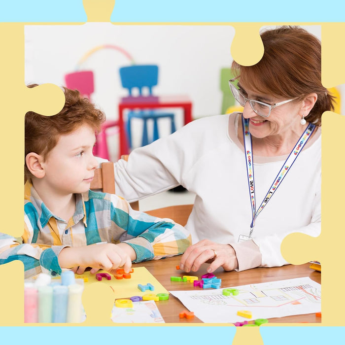 8 piezas de rompecabezas de concientización sobre el autismo impreso con gancho giratorio