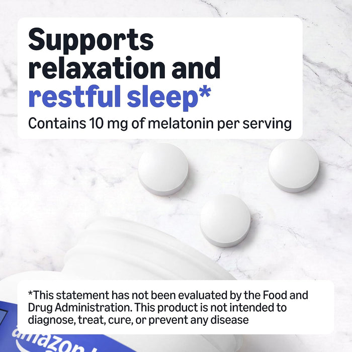 Amazon Basics Tabletas de melatonina extra fuertes, 10 mg, 120 unidades