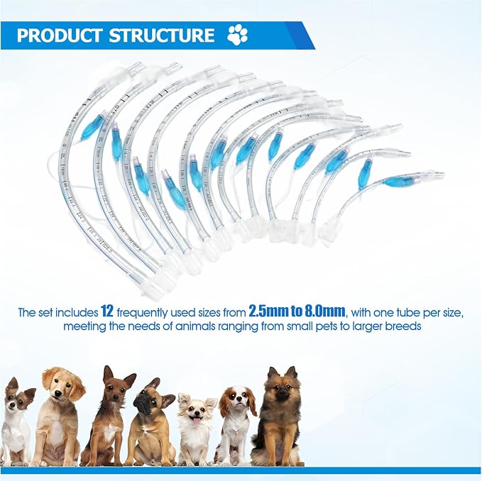 Juego de tubos endotraqueales veterinarios, tubos ET desechables con manguito y ojo de Murphy para animales